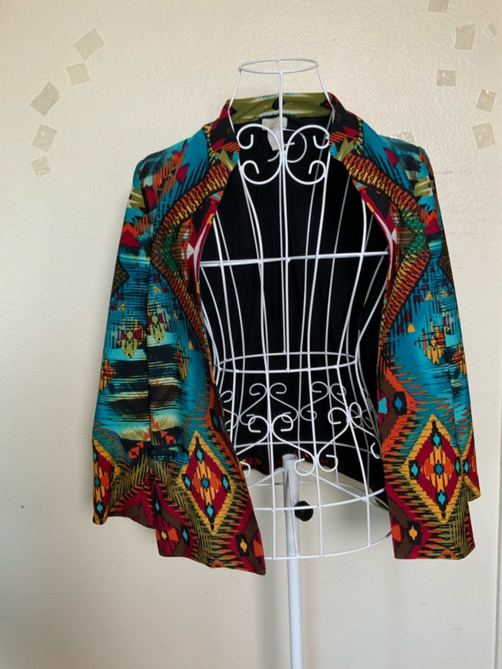 Chico's Multicolor Aztec-Print Open-Front Jacket - Picture 5 of 8
